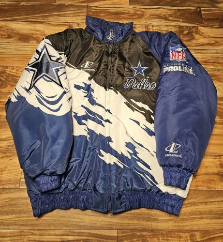Vintage Dallas Cowboys NFL Sports Logo Athletic Splash 1990s Jacket Coat Size XL