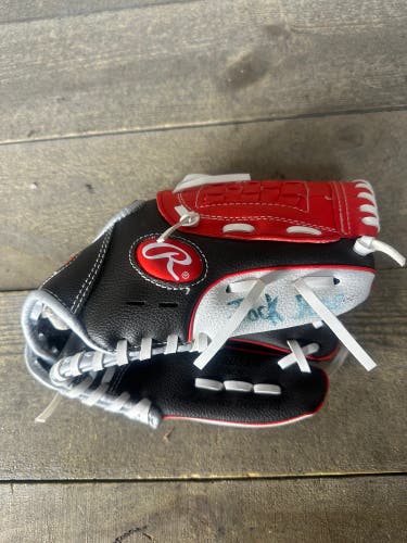 Rawlings PL10DSSW Baseball Glove 10” RHT Youth Players Series Black Red Kids