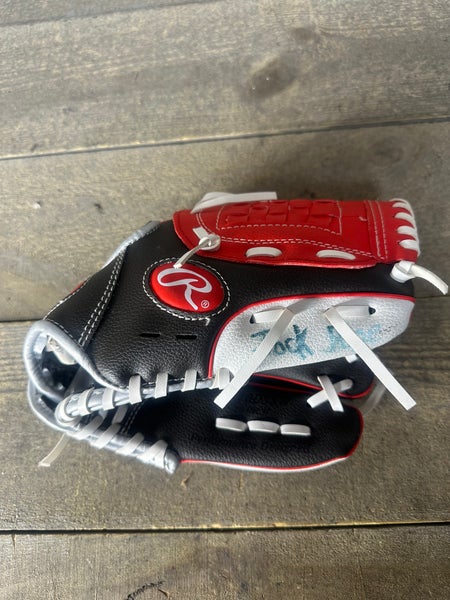 Rawlings PL10DSSW Baseball Glove 10” RHT Youth Players Series Black Red Kids