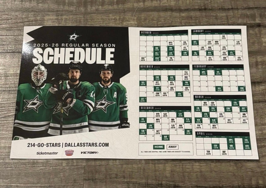 Dallas Stars NHL 2025 2026 Magnetic Schedule