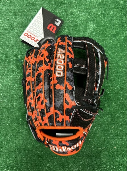 Wilson A2000 12.75" GOTM 1777 Outfield Baseball Glove Spin Control Black Orange