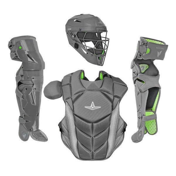 All Star MVP Pro Series Youth 10-12 Y/O Baseball Catchers Gear Set Graphite Gray