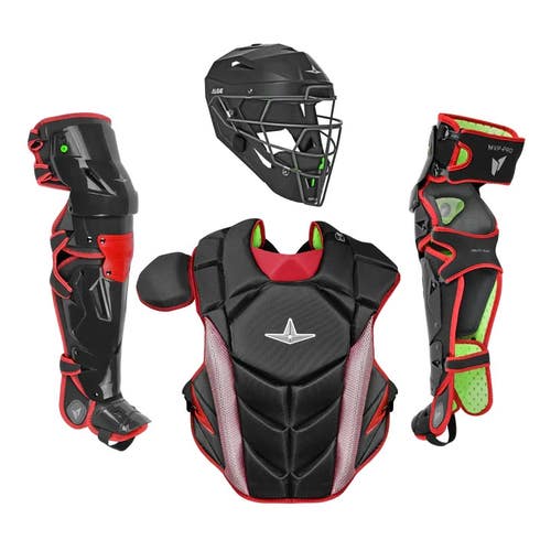 All Star MVP Pro Series Intermediate 13-15 Baseball Catchers Gear Set Black Red