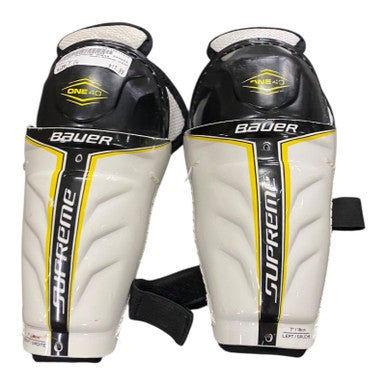 Used Bauer SUPREME ONE40 Youth Shin Guards White 7" 11375-S000370011