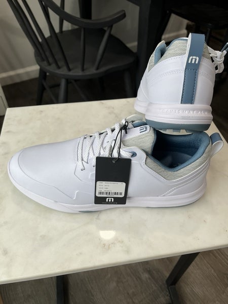 Travis Matthew The Daily Pro Hybrid Plus White/Blue Shoes Size 10 NEW in Box