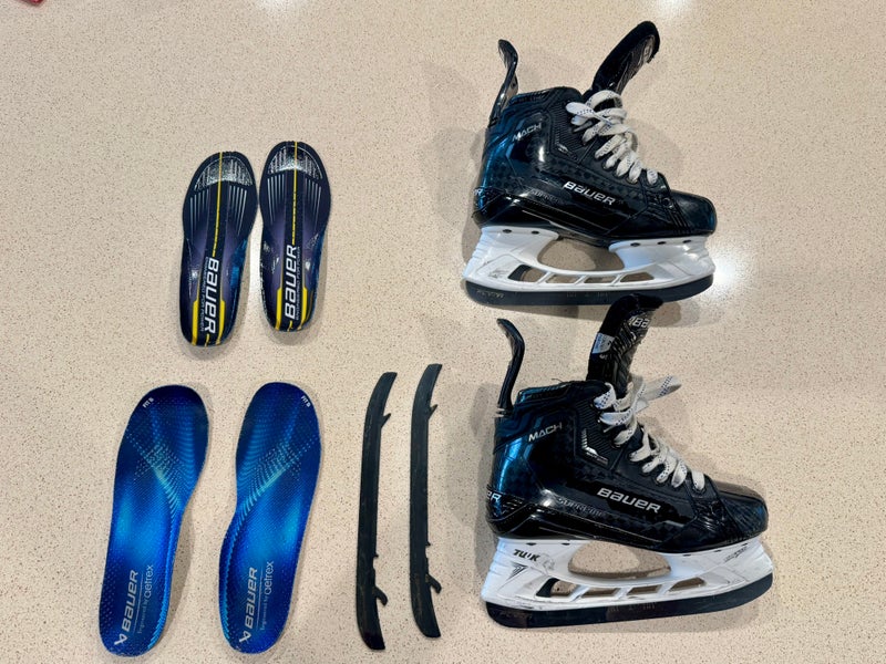 2024 Bauer Supreme Mach Hockey Skates Size 4 (Used) with Extra AETREX Insole and Ti Pulse Blades