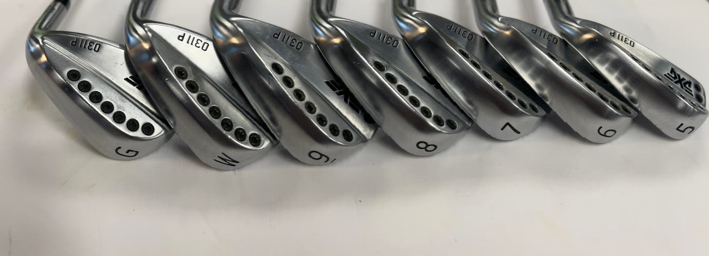 Men's PXG 0311 P GEN2 Chrome Right Handed Iron Set Stiff Flex (7 Clubs) #5 - #9, PW, GW Steel Shaft