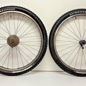 Bontrager Corvair 8-Speed Black Aluminum 26" QR Mtn Bike Wheelset +Tires