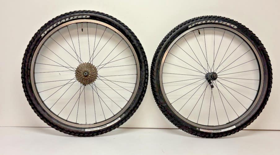 Bontrager Corvair 8-Speed Black Aluminum 26" QR Mtn Bike Wheelset +Tires