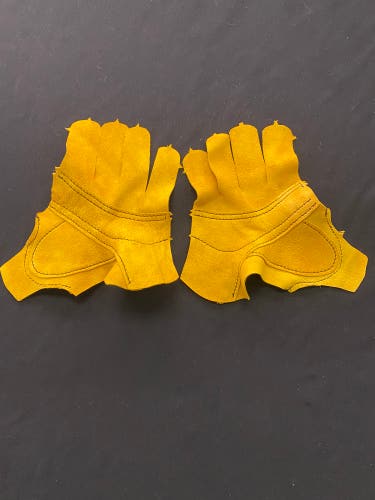 Custom Pro Stock Return 14” Bauer Pro Series 4 Roll Yellow Mustang Leather Palms Pair