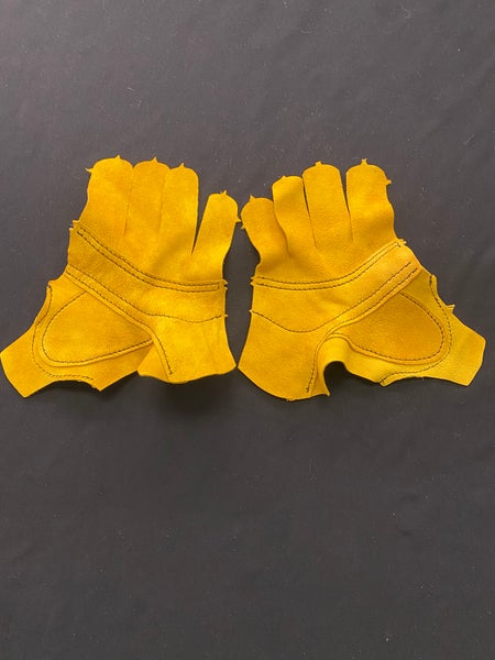 Custom Pro Stock Return 14” Bauer Pro Series 4 Roll Yellow Mustang Leather Palms Pair