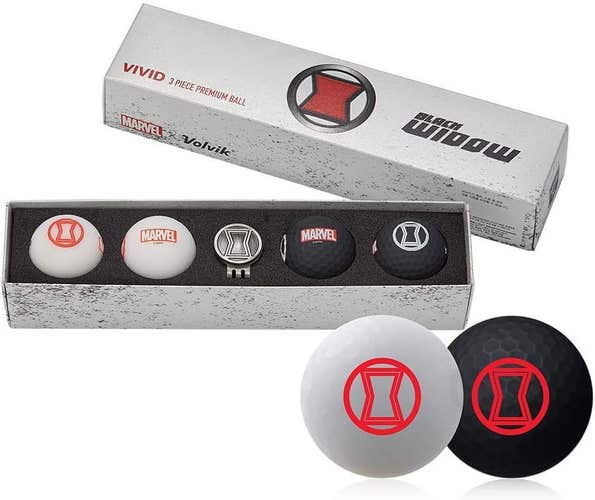 Volvik Vivid Marvel X Golf Balls (Black Widow, 4pk) Avengers Gift Set NEW