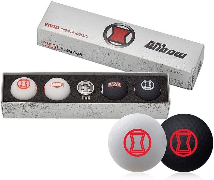 Volvik Vivid Marvel X Golf Balls (Black Widow, 4pk) Avengers Gift Set NEW