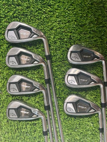 RH Callaway Rogue ST Max OS 5-PW+AW Iron Set Steel Elevate MPH 85g Regular Flex
