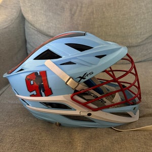 Cascade XRS Lacrosse helmet - Light Blue and Red Facemask ($350 Retail)