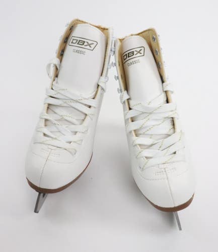 DBX Classic Girls White Figure Ice Skates Kids Skate Size 4US New Read