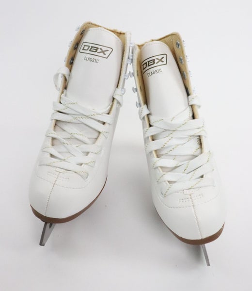 DBX Classic Girls White Figure Ice Skates Kids Skate Size 4US New Read