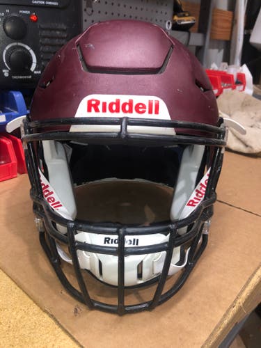 USED RIDDELL FLEX ADULT HELMET - LARGE - FLAT METALLIC MAROON
