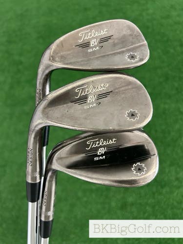 LH Titleist Vokey SM7 Brushed Steel 3 Wedge Set (50, 54, & 58 Degrees) +1