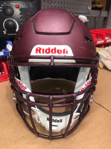 USED RIDDELL FLEX ADULT HELMET - LARGE - FLAT METALLIC MAROON