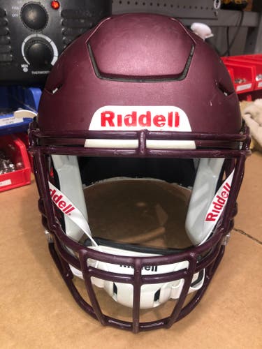 USED RIDDELL FLEX ADULT HELMET - LARGE - FLAT METALLIC MAROON