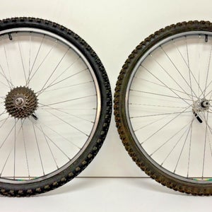 Vintage Araya RM-20 7-Spd 32-Spoke Black Aluminum Wheelset Suntour Hubs +Tires