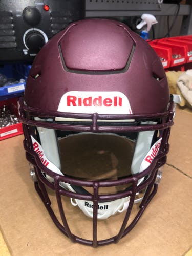 USED RIDDELL FLEX ADULT HELMET - LARGE - FLAT METALLIC MAROON - REJECT