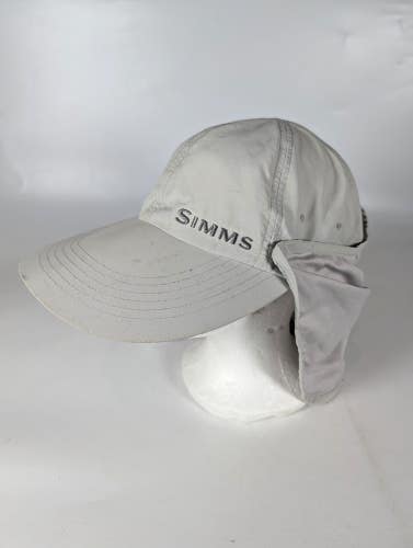 Simms No Fly Zone Sunshield Hat Mens One Size Beige Adjustable Long Bill UPF 50