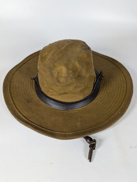 Vintage FILSON Tin Cloth Bush Hat Medium Tan Brown Waxed Made In USA Size: M