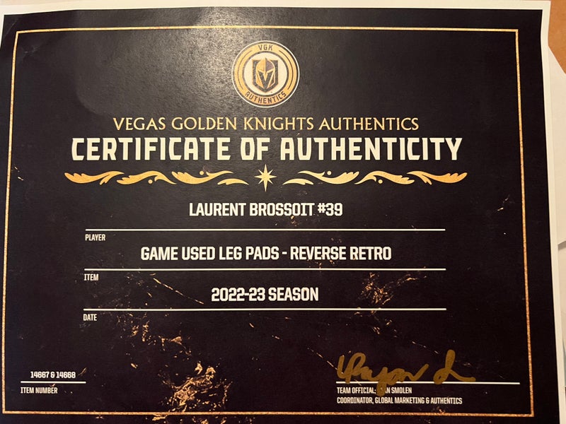 35" Bauer Vapor - Pro Stock by Vegas Golden Knights  Laurent Brossoit - Full Reverse Retro Set
