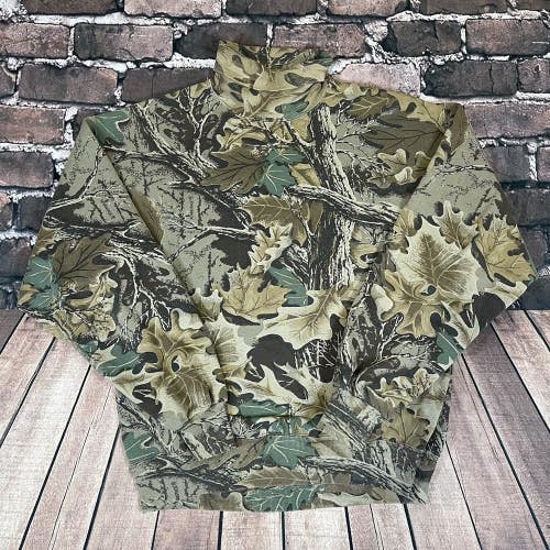 Vintage 90s Jerzees Outdoors Camo Mock Turtle Neck Sweatshirt RealTree Sz Large