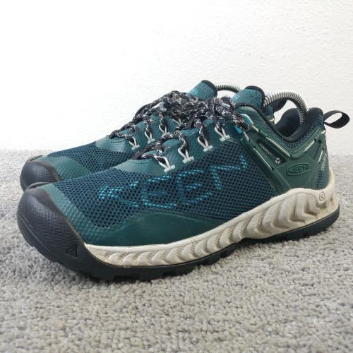 KEEN  Nxis Evo Waterproof Hiking Shoes Womens Size 8.5 Boots Lace Up Green Blue