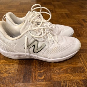 White Men's Size M 12.0 (W 13.0) Adult New Balance Metal Cleats (Used)