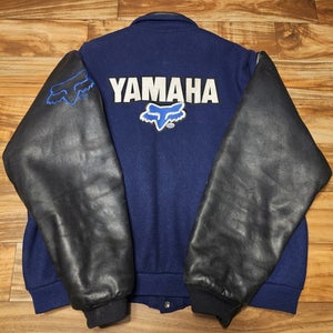 Vintage Fox Racing 1990s Yamaha Motorsports Dirtbiking Leather Wool Jacket XXL