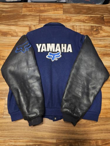 Vintage Fox Racing 1990s Yamaha Motorsports Dirtbiking Leather Wool Jacket XXL