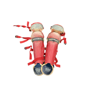 Used BoomBah SHIN GUARDS Catchers Leg Guards Navy Blue And Red Youth 11613-S000169908