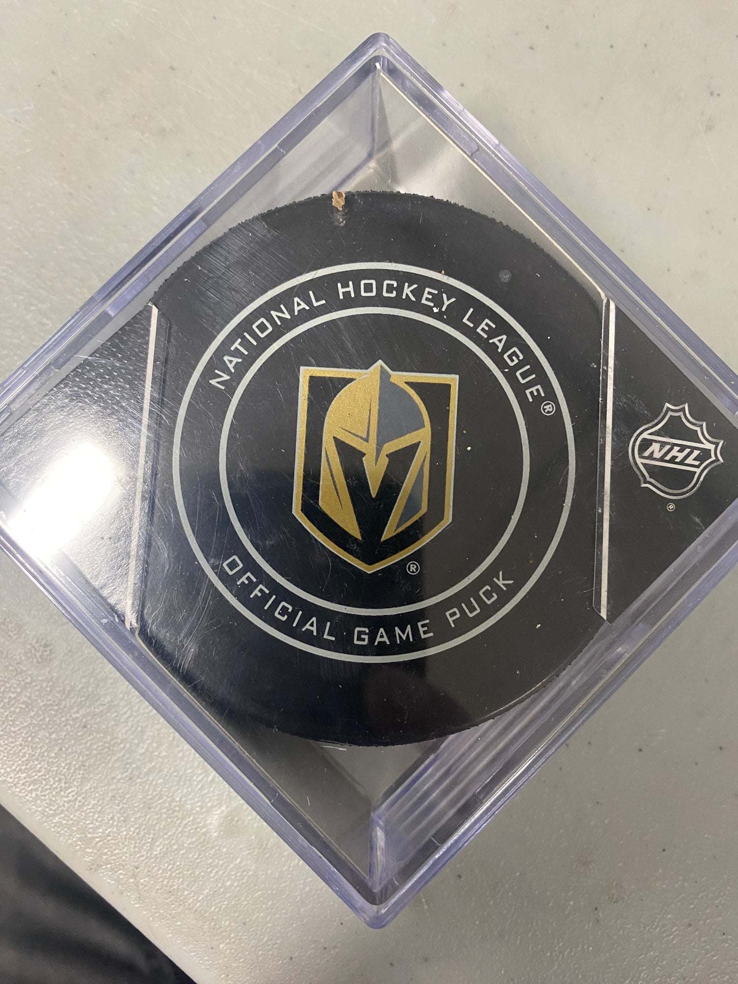thumbnail image 2 of Las Vegas Golden Knights Souvenir Hockey Puck – 2024 NHL Game Puck By Inglasco 2 of 4