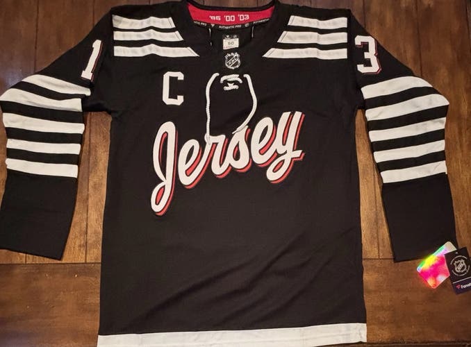 Nico Hischier Black New Jersey Devils Alternate Jersey Adult Medium (50) NWT
