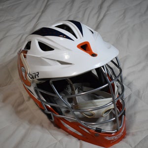 Cascade R Lacrosse Players Helmet w/SPR Fit, White/Orange - Top Condition!