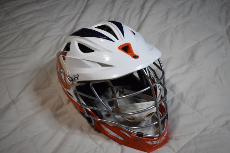Cascade R Lacrosse Players Helmet w/SPR Fit, White/Orange - Top Condition!