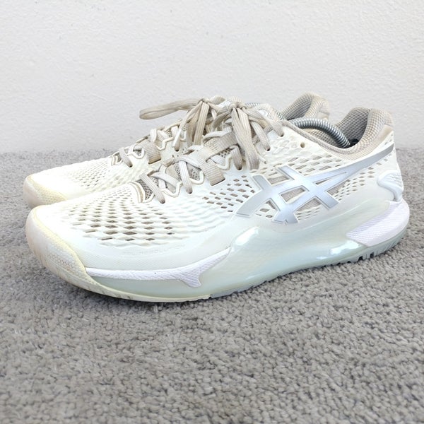 ASICS Gel-Resolution 9 Womens Size 8.5 Tennis Shoes White Silver Low Top Lace Up