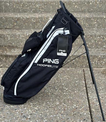PING 2025 Hoofer Lite Double Strap 4-Way Stand Carry Golf Bag Black/White NEW!