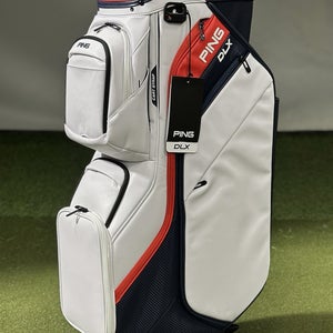 PING 2025 DLX Premium 15-Way Cart Golf Bag Color: Navy/White/Red NEW!