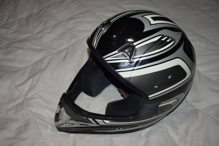 Vega Laredo PV Motocross Helmet, Black/White/Gray, XS