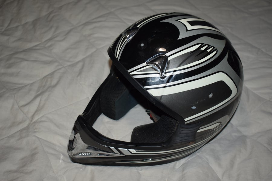 Vega Laredo PV Motocross Helmet, Black/White/Gray, XS