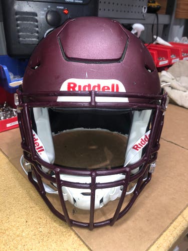 USED RIDDELL FLEX ADULT HELMET - LARGE - FLAT METALLIC MAROON