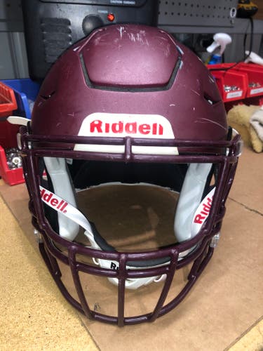 USED RIDDELL FLEX ADULT HELMET - LARGE - FLAT METALLIC MAROON