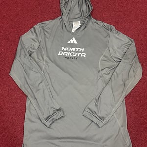 North Dakota Gray Adult Adidas Dry Fit Hoodie  (New) Item#NDHD