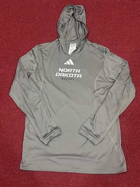 North Dakota Gray Adult Adidas Dry Fit Hoodie (New) Item#NDHD