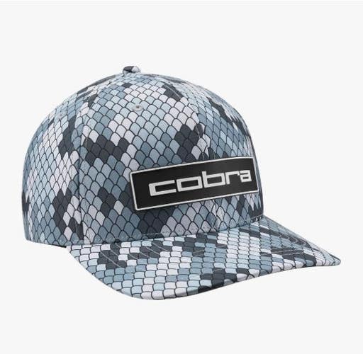Cobra Tour Tech Cap Snapback Hat Blue Snake Skin Print Adjustable NEW